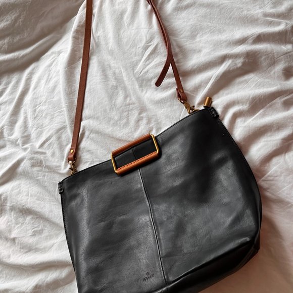 UPPDOO Black Tote Leather Bag Purse - Picture 5 of 8